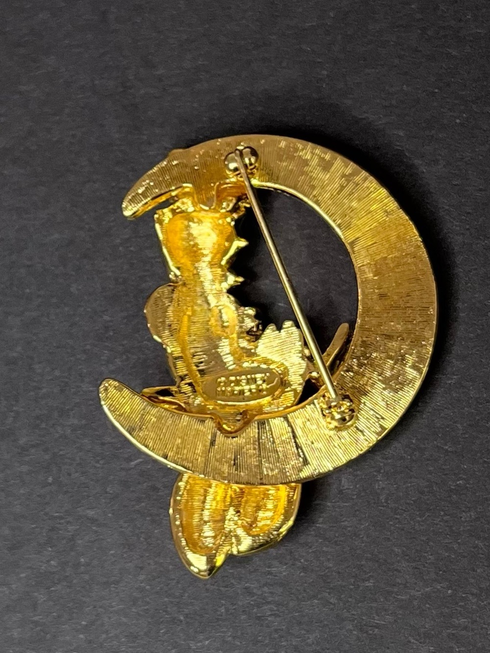 Vintage Napier Disney Daisy Duck Rhinestone Crescent Moon Brooch - Picture 4 of 7
